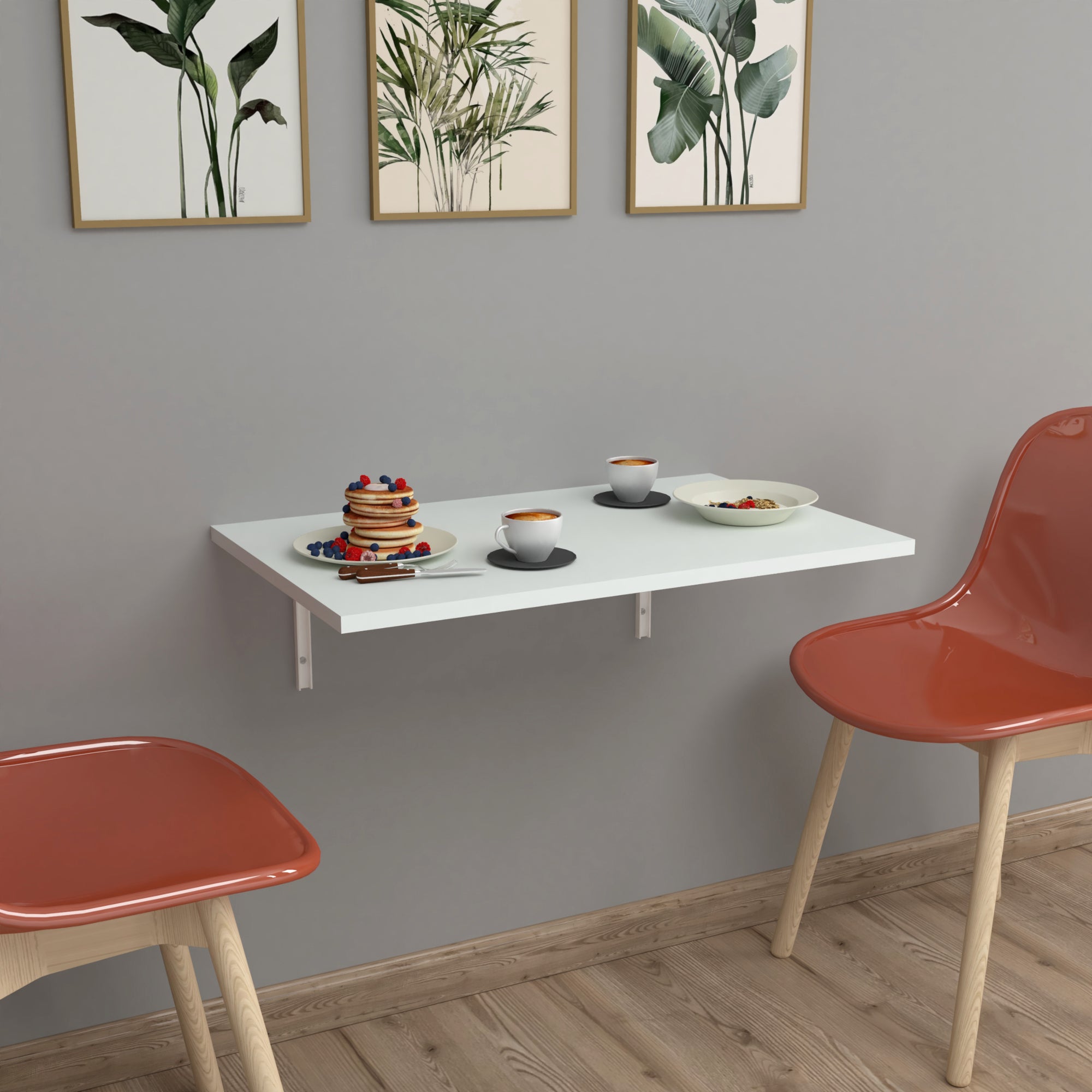 en.casa] Tavolino da Muro Pieghevole - Scrivania, Tavolo da Pranzo - 100 x  60 x 58 cm - Effetto faggio : : Casa e cucina