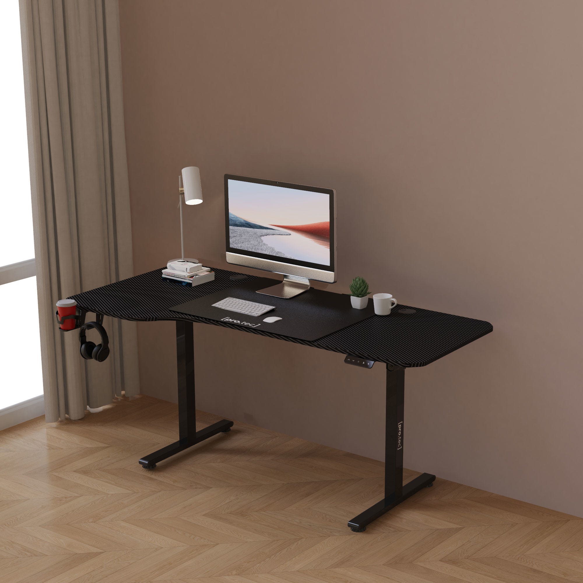 Mesa Escritorio con Altura Ajustable para Computador 100x60 cm Negro