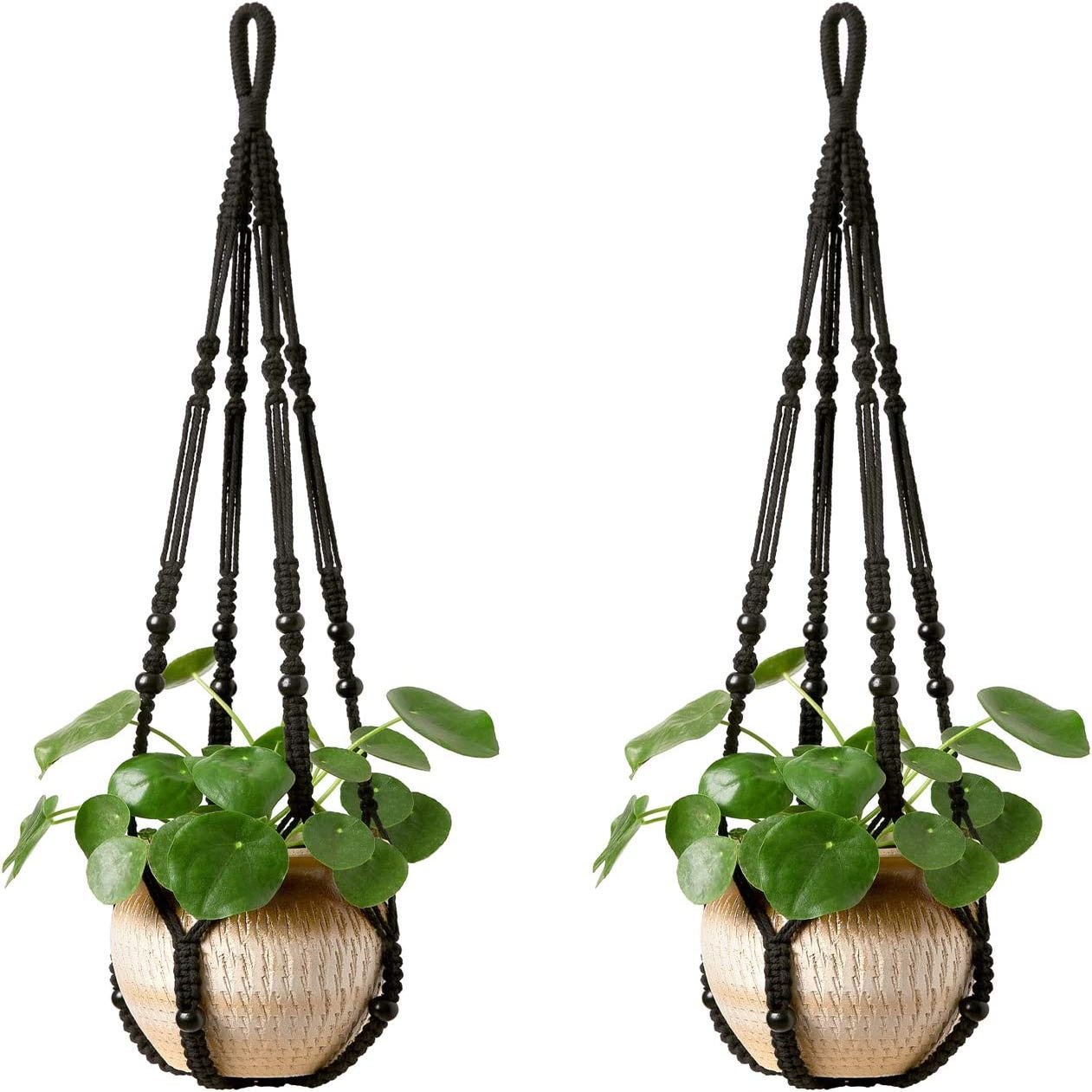 Macrame plante cintre pour plantes d'intérieur 2 pièces, bois
