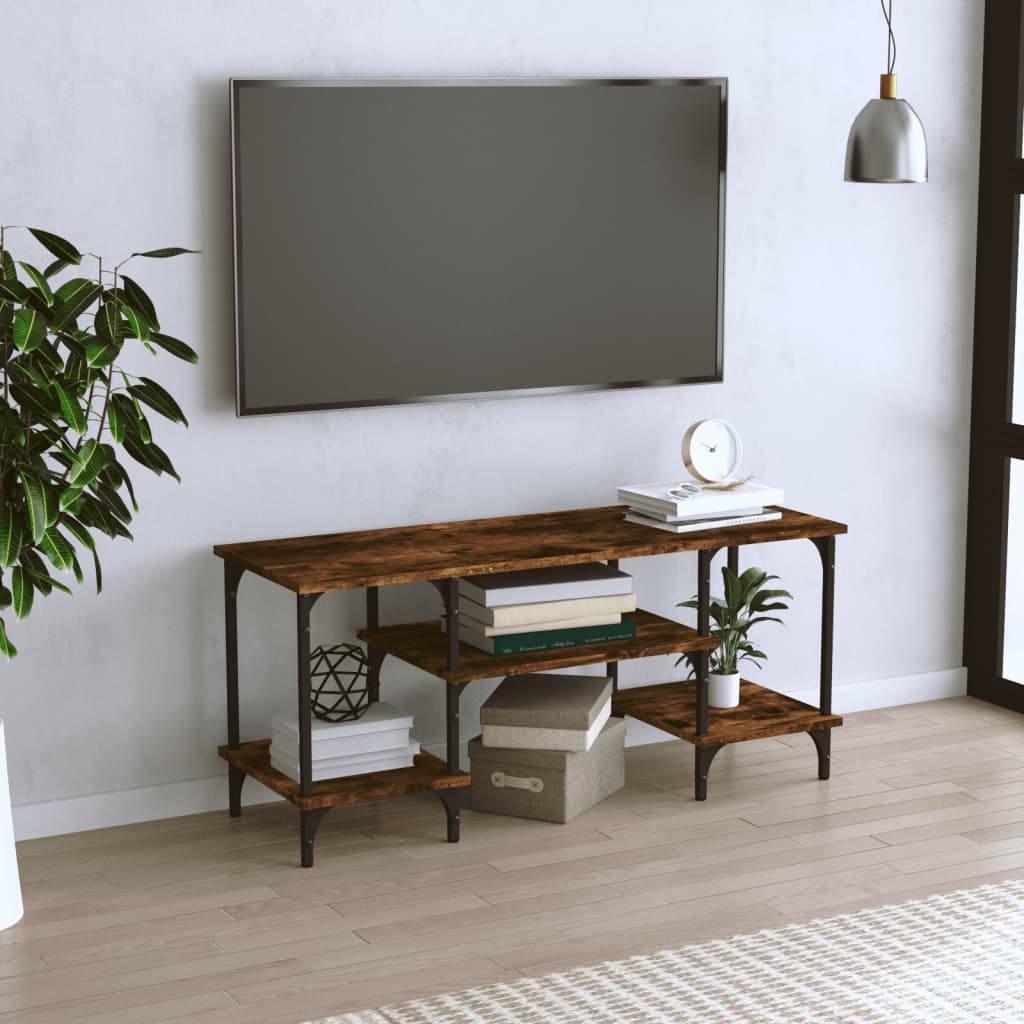 Mueble TV con puertas madera contrachapada negro 102x35x45 cm