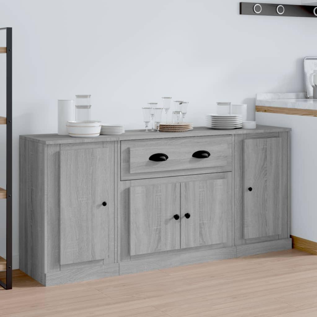 Maison Exclusive Credenze 3 pz Grigio Sonoma in Legno Multistrato