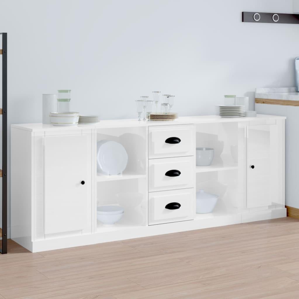 Maison Exclusive Credenze 3 pz Bianco Lucido in Legno Multistrato