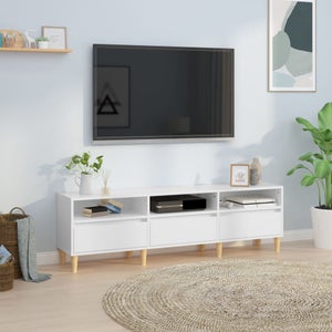 Mueble de TV,Mesa TV con ruedas madera contrachapada blanco 90x35x35 cm  -M49422