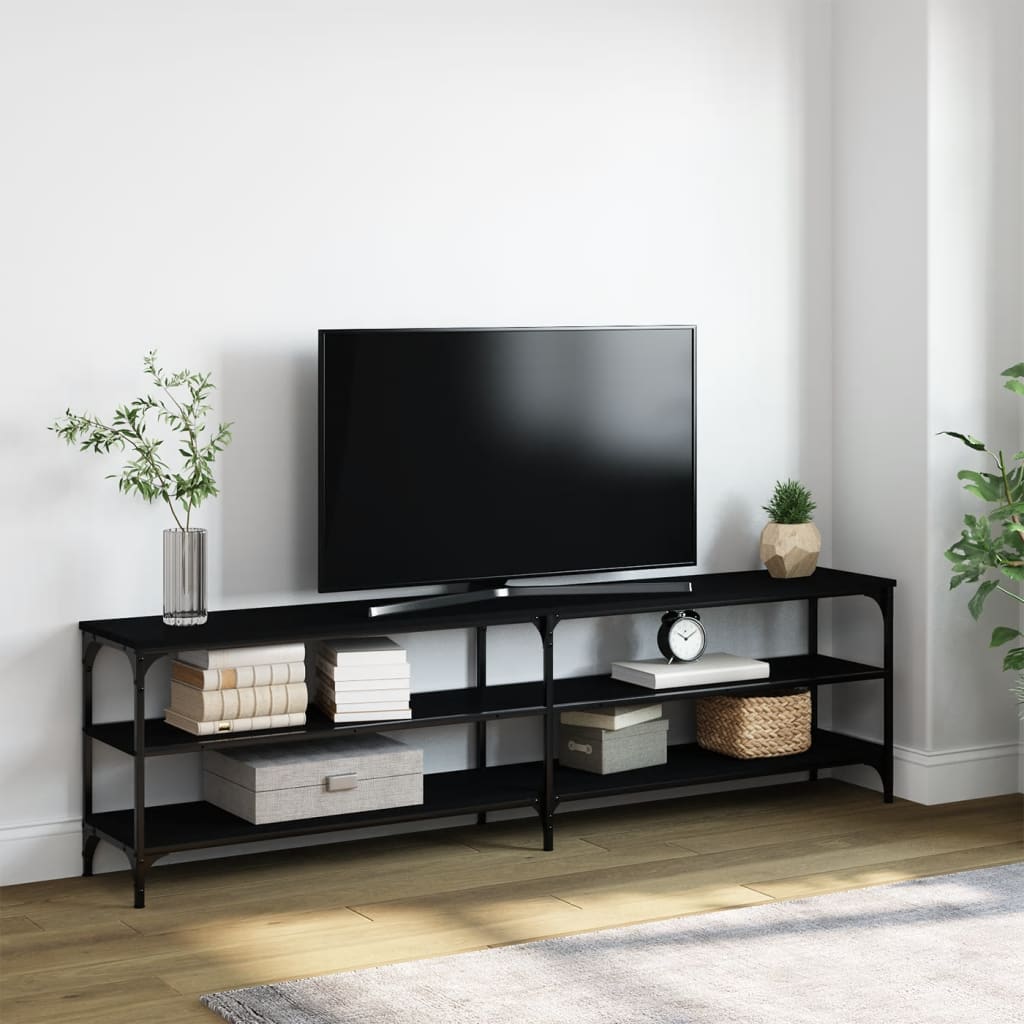 Maison Exclusive - Mobile Porta TV Nero 180x30x50cm in Legno Multistrato e  Metallo