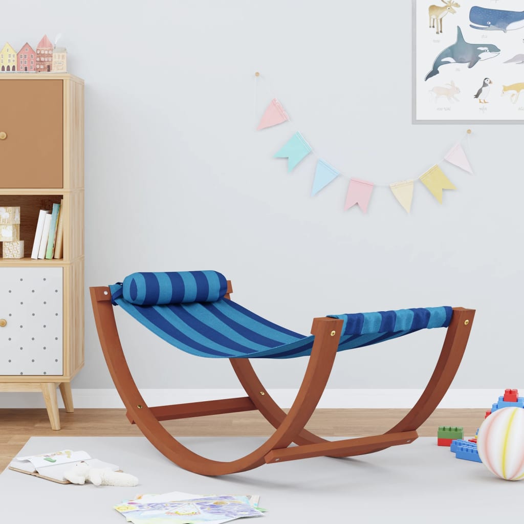 Mecedora infantil madera asiento anea color azul regalo niño niña