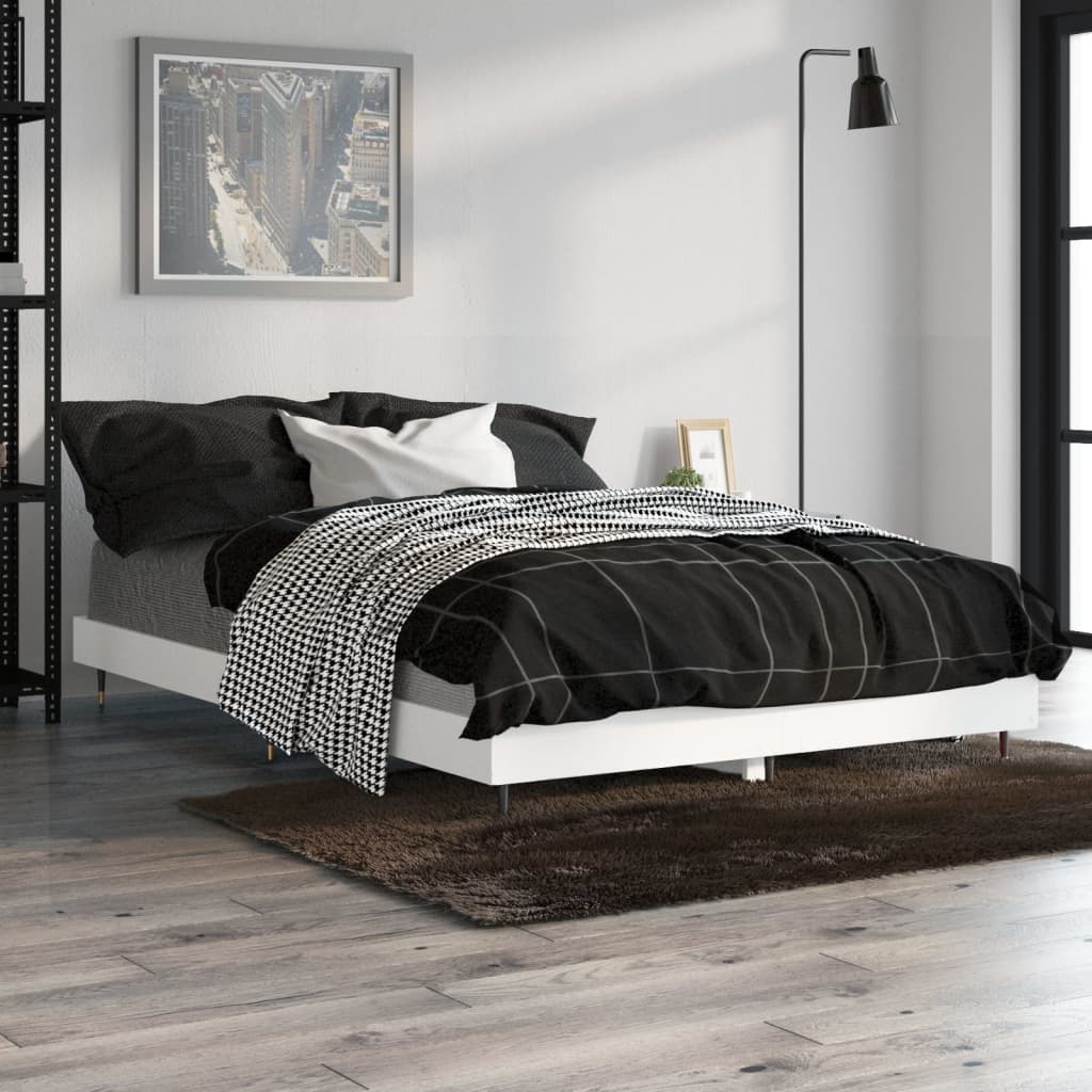 Maison Exclusive Estructura de cama madera contrachapada blanca 135x190 cm