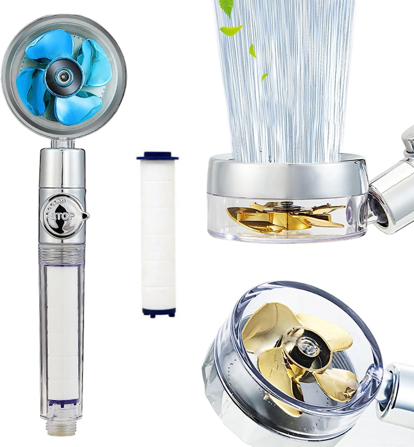 Pommeau de douche LED, petit et intelligent, turbocompressé, filtré,  purification d'eau, coloré, lumineux - AliExpress