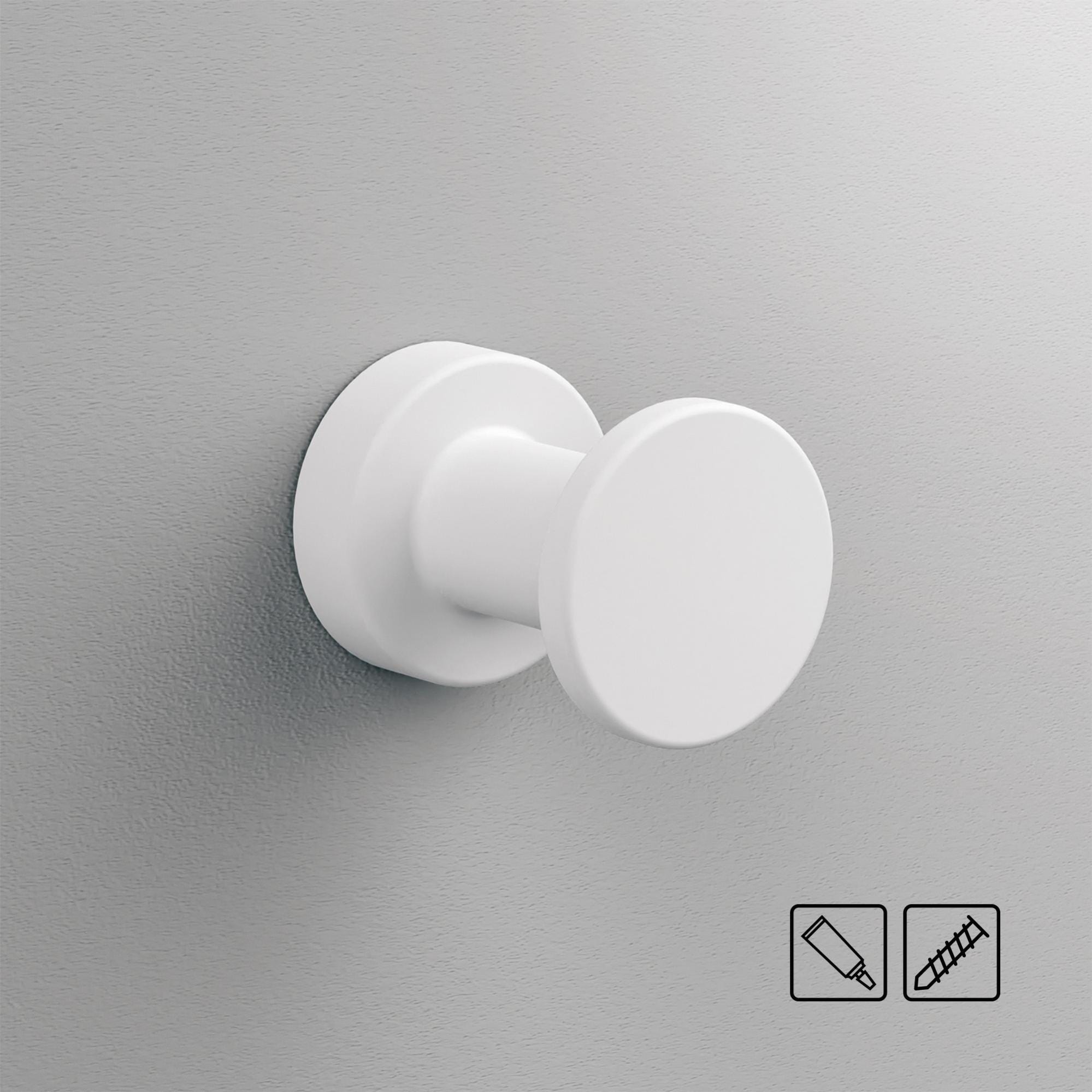 PERCHA DE BA O REDONDA ADHESIVA 3 5CM ARCHITECTURE BLANCO MATE