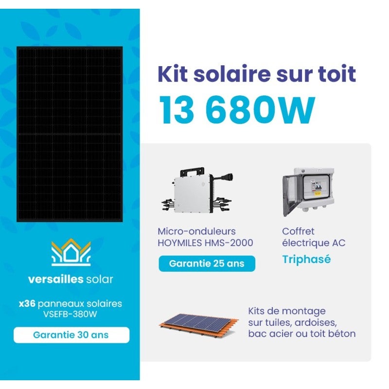 Kit Panneau Solaire Sur Toit Triphas Kw Panneaux W Leroy Merlin