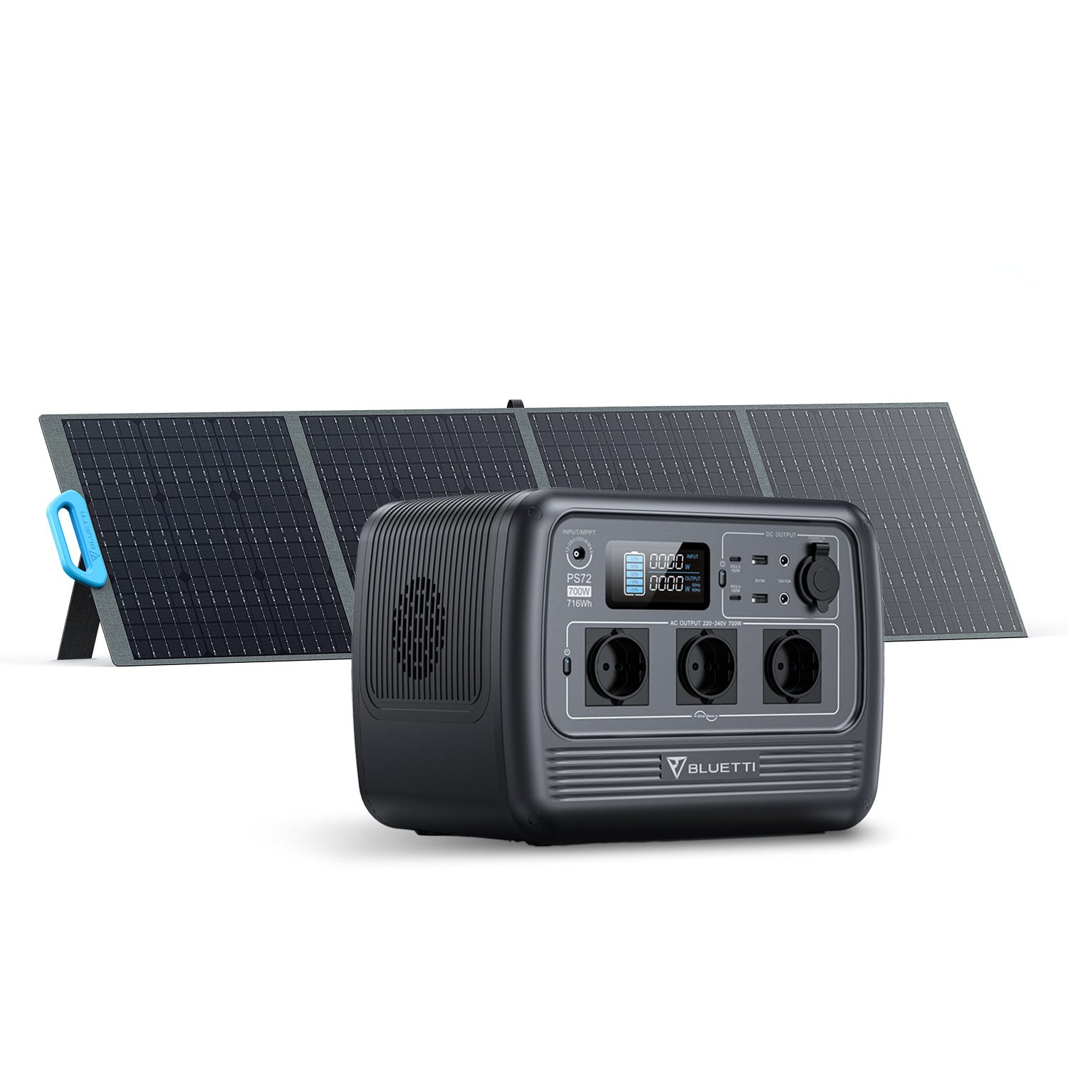 Générateur solaire portable BLUETTI 716Wh/1000W PS72 avec Panneau Solaire  PV200, batterie LiFePO4, centrale électrique pour camping,voyage,caravane