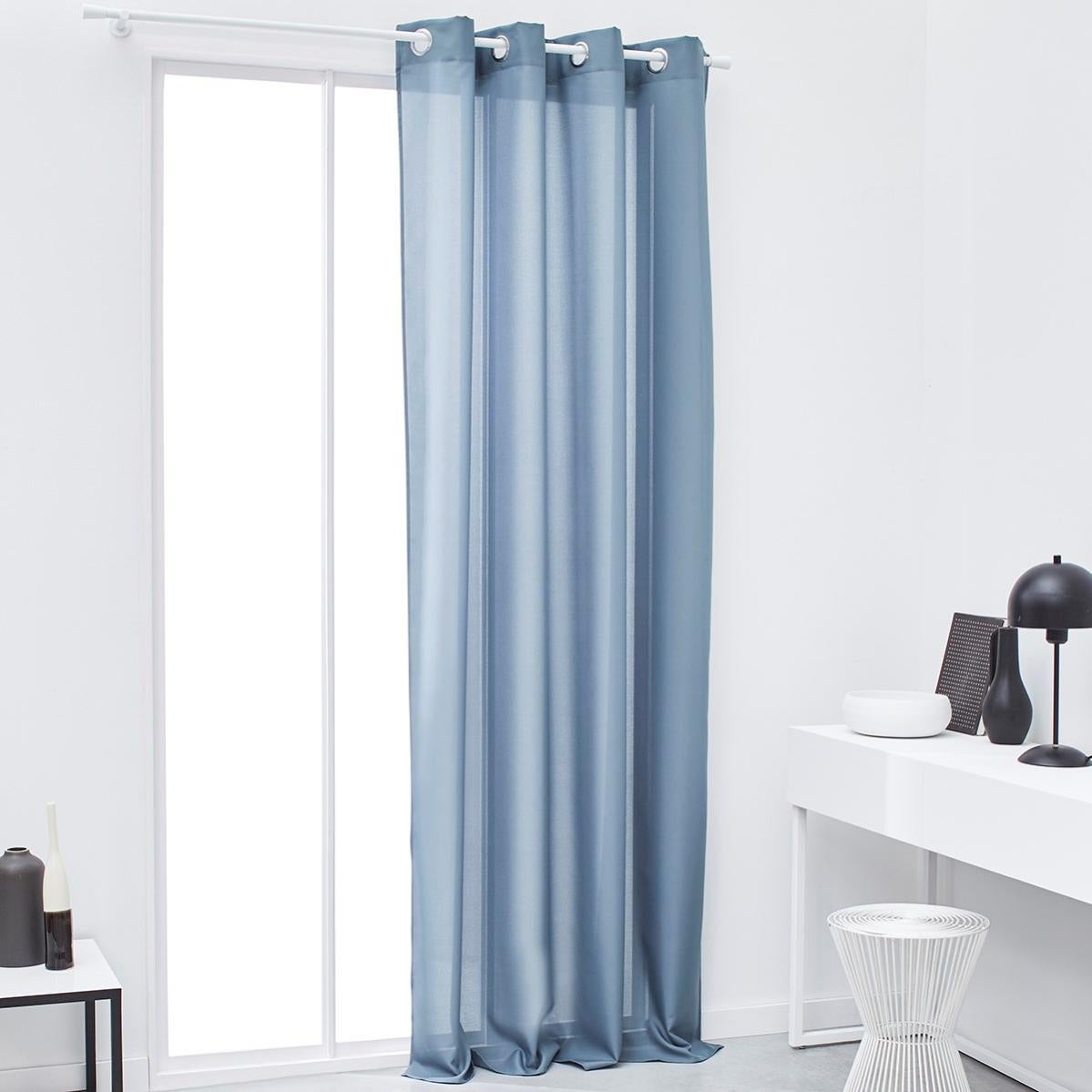 Douceur D'Intérieur Tenda Con Occhielli Callao – Blu 140x240 Cm – Velo Leggero Con Pompon E Top Stampato