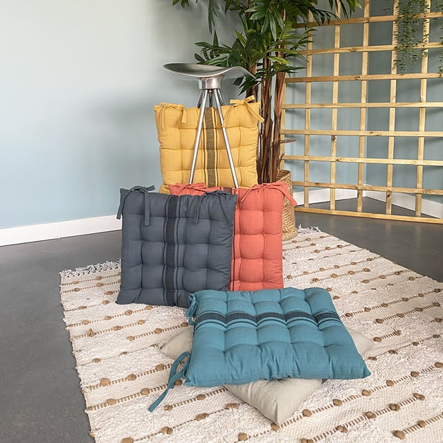 Cuscini Di Seduta DORAFAIR - 4 Pezzi, Imbottiti, In Cotone Lino, 40x40x2cm, Bianchi - Foto 6