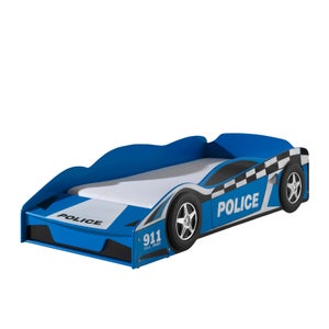 Lit voiture de course interactif pour enfant Currus Bois Blanc et LED Bleu  et Blanc