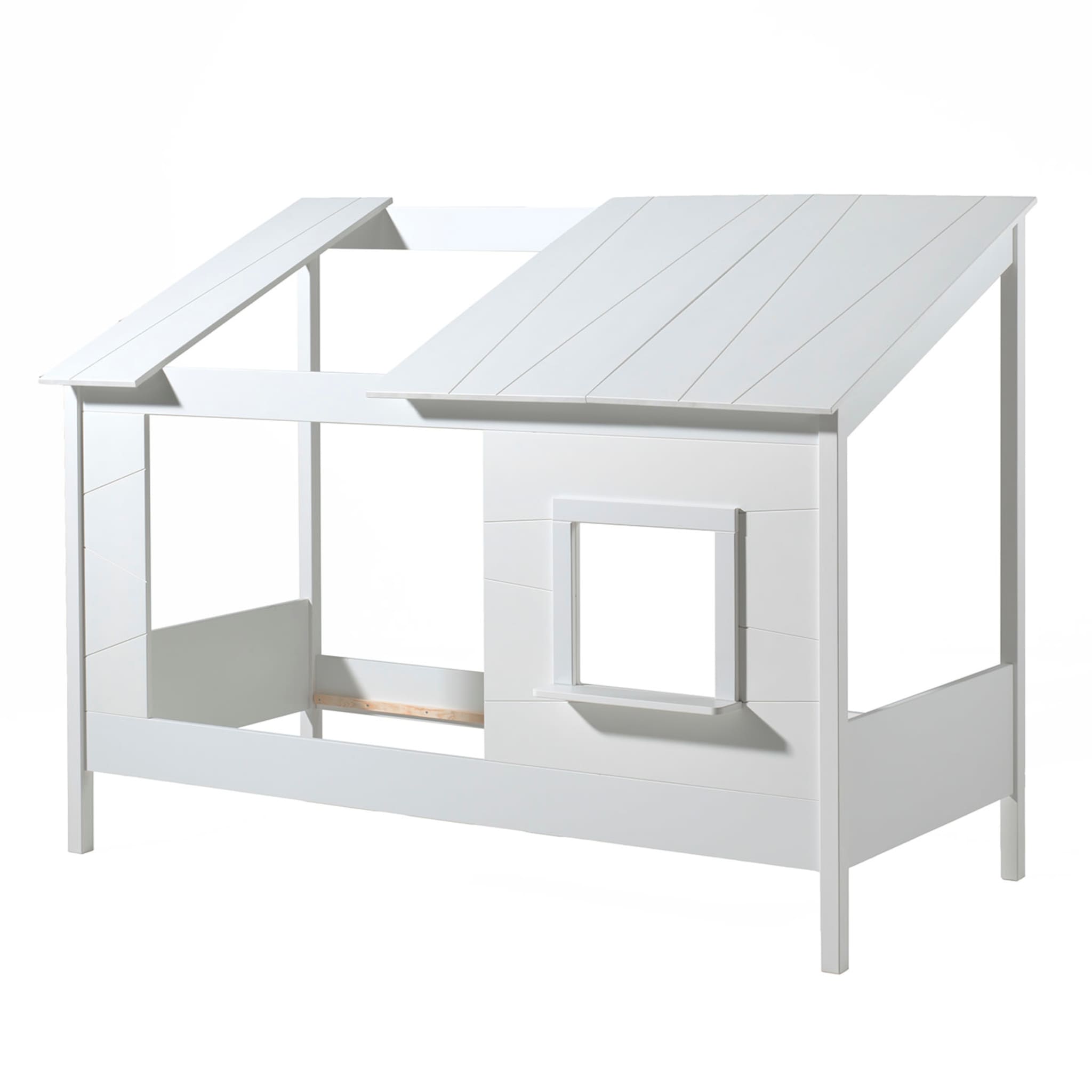 Lit cabane enfant en bois blanc et hêtre 90x200 cm - LT2052
