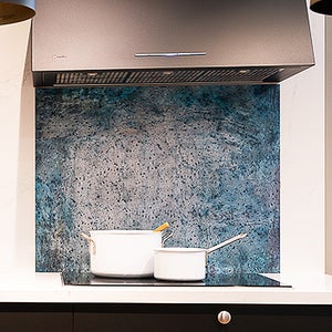 Panel antisalpicaduras de aluminio ignífugo satinado para cocina, Cascais -  Panel de cocina 840 x 700 mm