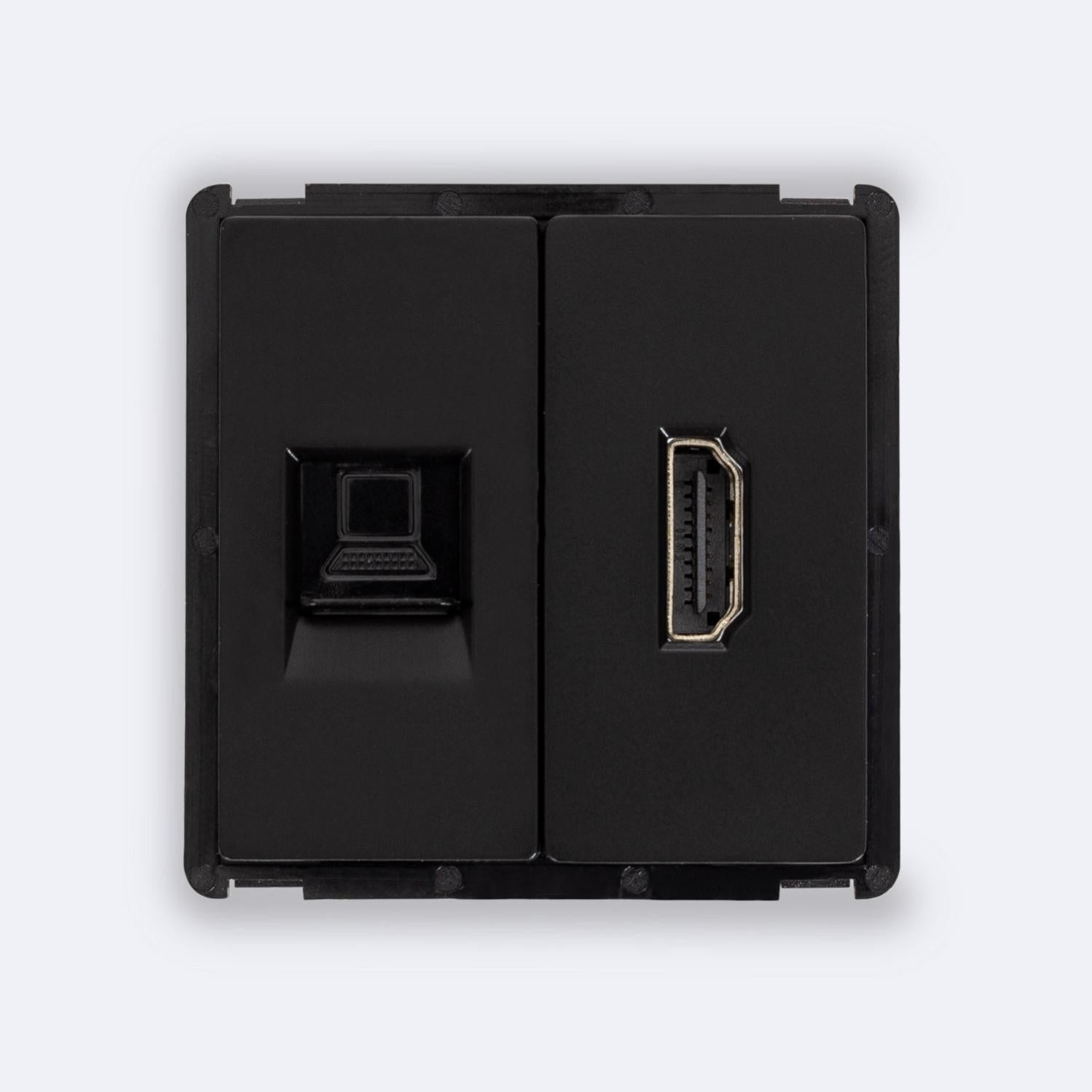 Prise RJ45 CAT 6 + HDMI Modern Noir Leroy Merlin