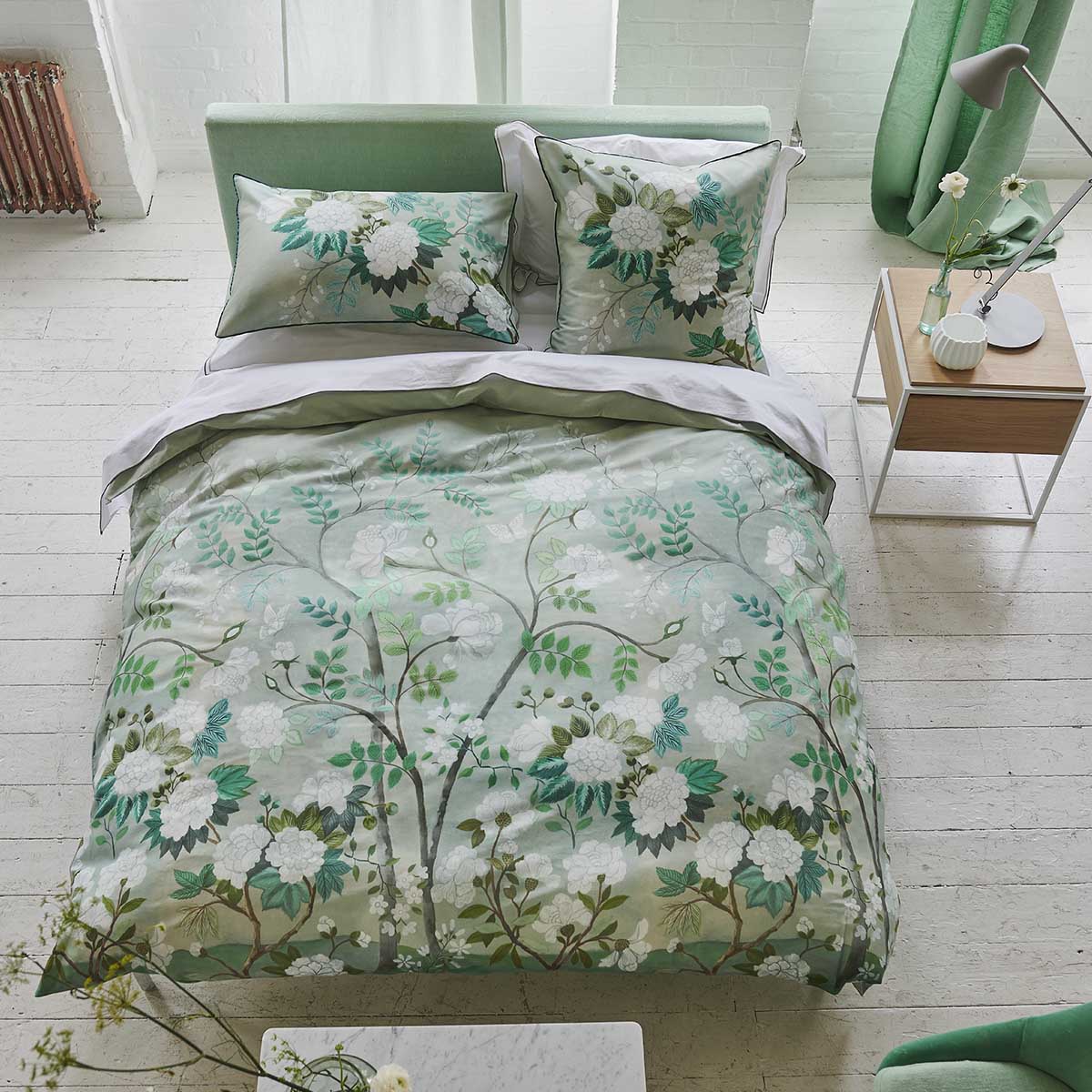 Housse de couette imprimée en satin de coton, Fleur Orientale | Leroy