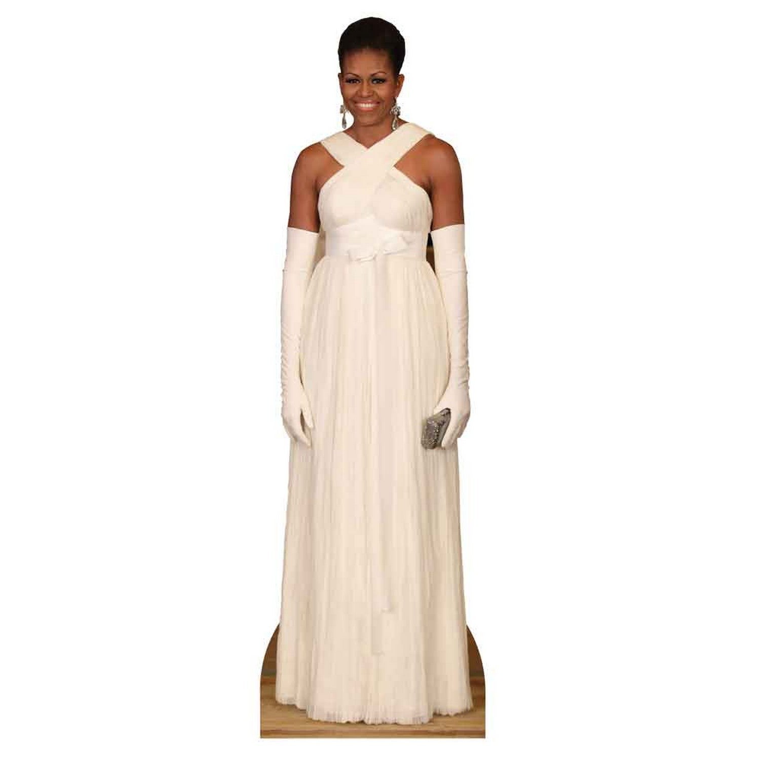 Figurine en carton Première Dame Michelle Obama robe blanche longue 189 ...