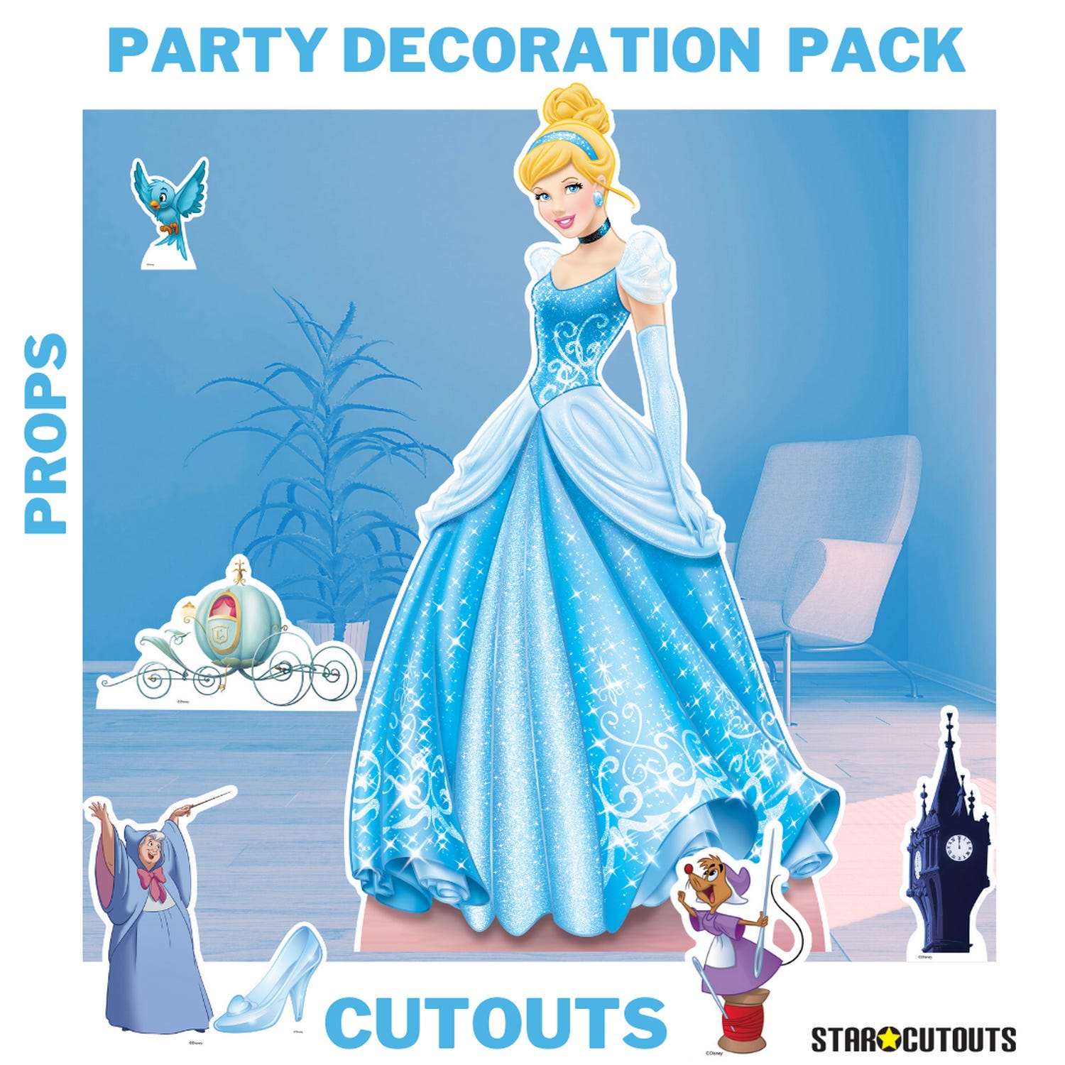 Pack décoration Figurine en carton Disney Princesse Cendrillon H 134CM