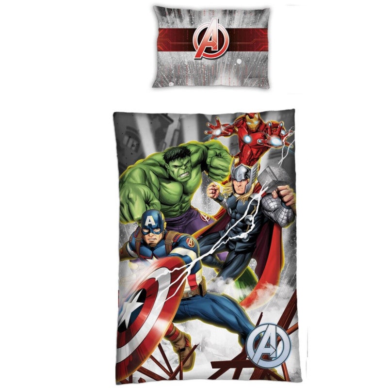 Parure de lit simple Avengers Hulk, Thor, Iron Man, Black Widow - 140 cm x  200 cm
