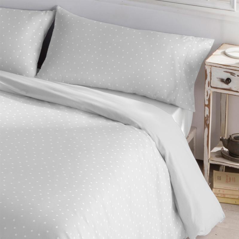 Copripiumino Reversibile 240x220 Cm In Cotone – Grigio Scuro/Bianco Con 2 Federe 50x70 Cm