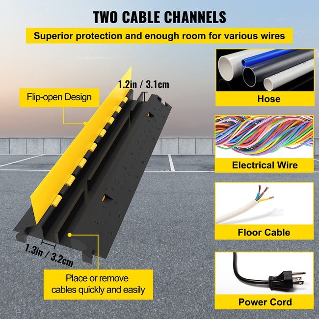 VEVOR Rampe de Protection Câble Extérieur 4 pcs 18,000 lbs Rampe de  Câche-Câble 1 Canal