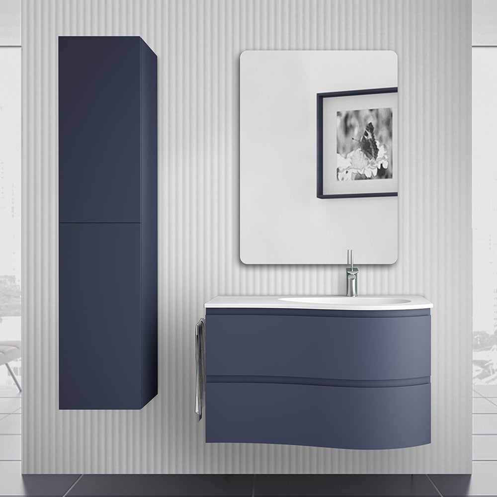 Colonna bagno sospesa blu navy opaco 2 ante reversibili serie Melody