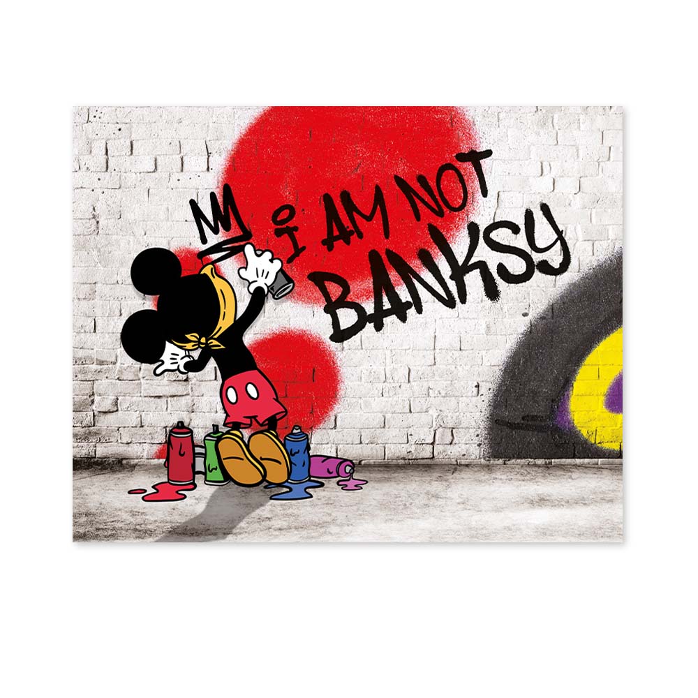 DECLEA - Quadro moderno in legno, stampa glamour I am not Banksy 120 x 100  cm