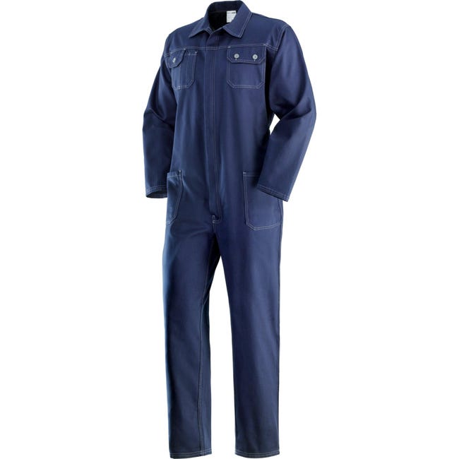 SALOPETTE PETTORINA DA LAVORO IN COTONE MULTITASCHE BLU MECCANICO OFFICINA - Foto 4