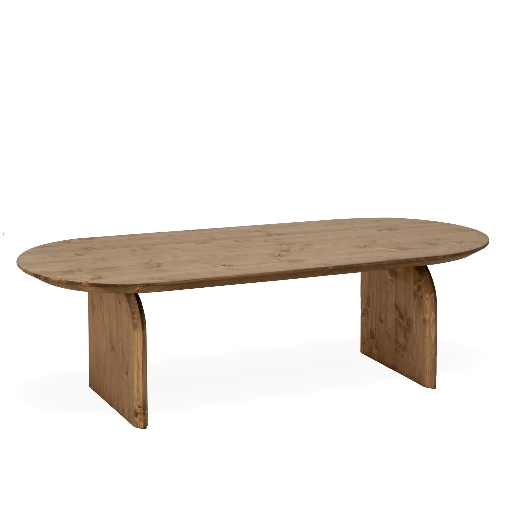 Mesa de centro ovalada de madera de abeto Decowood en color roble ...