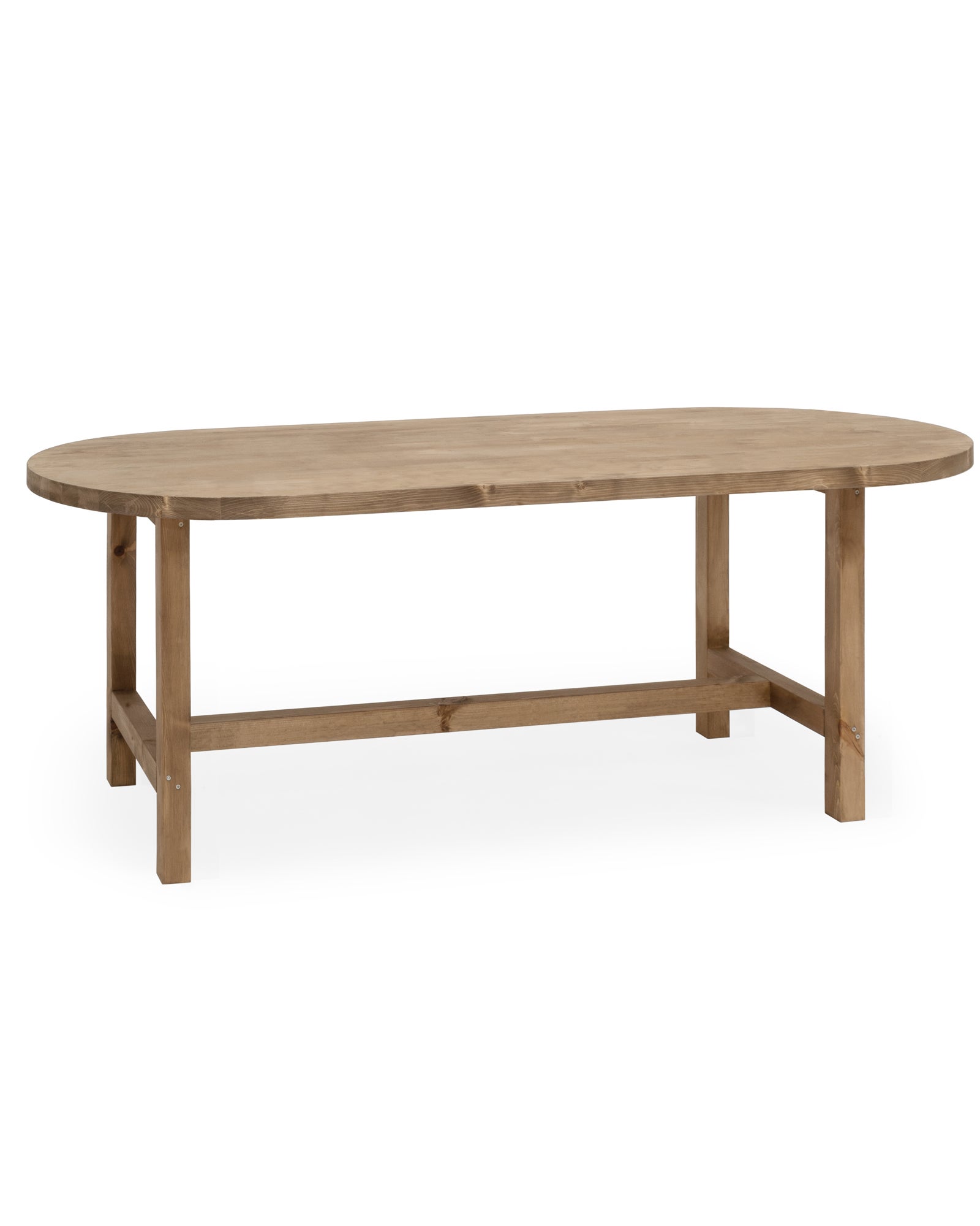 Mesa de comedor de madera maciza ovalada en tono roble oscuro 160x78cm