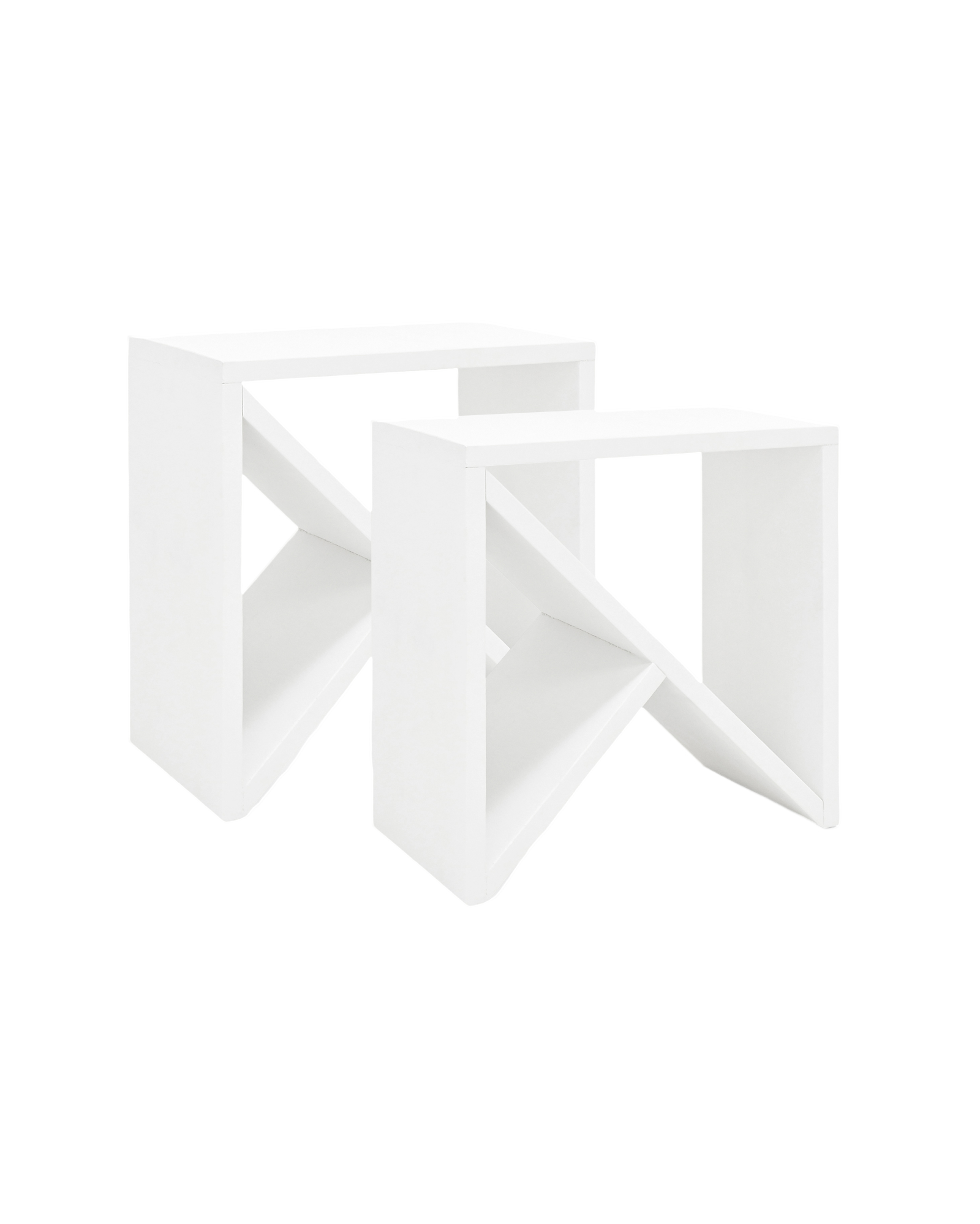 MAHANCRIS Lot De 2 Tables D'appoint Avec Station De Charge Et Lampe LED - Marron Et Blanc