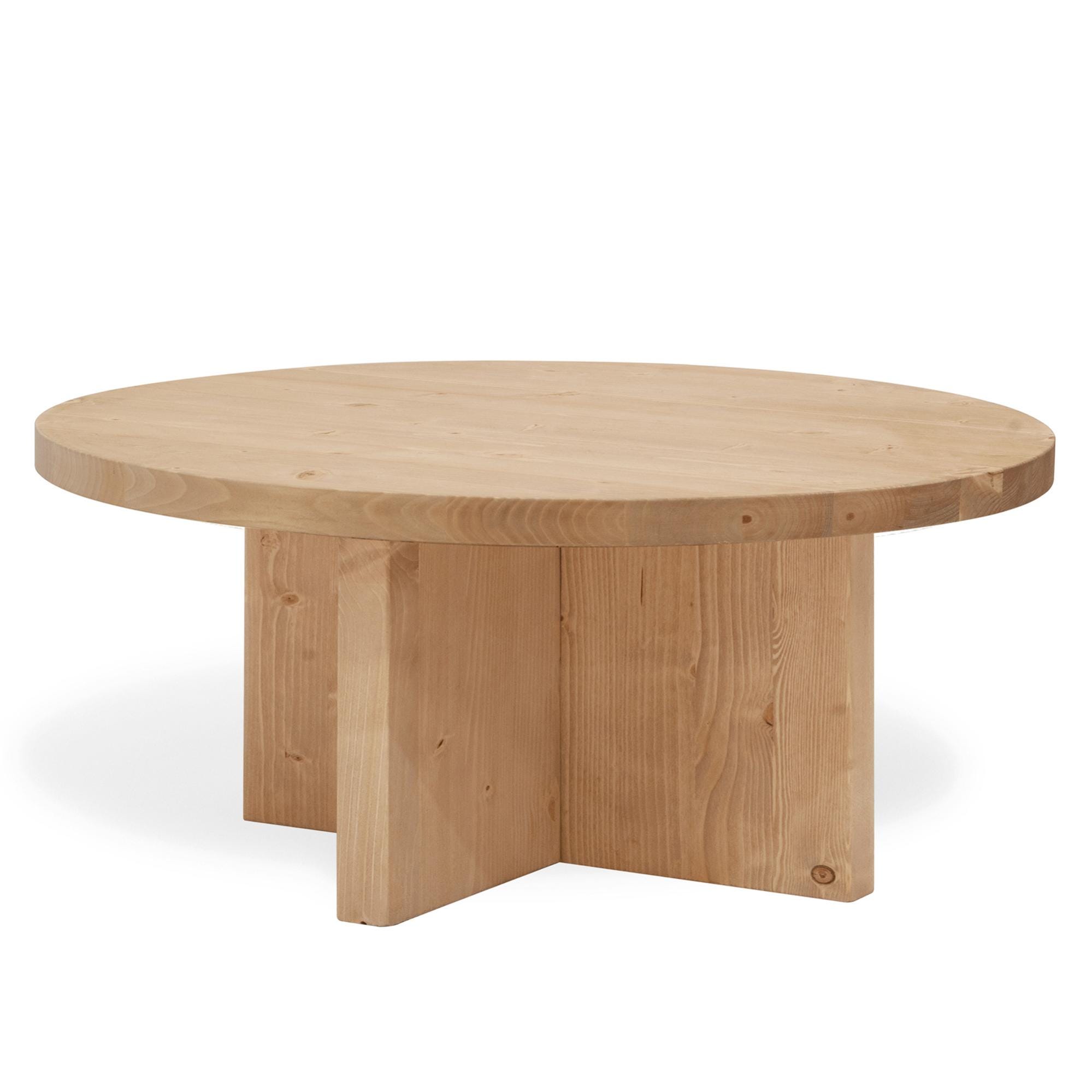 Mesa de centro redonda de madera maciza acabado roble medio de 80cm Mesa de centro redonda de madera maciza acabado roble medio de 80cm