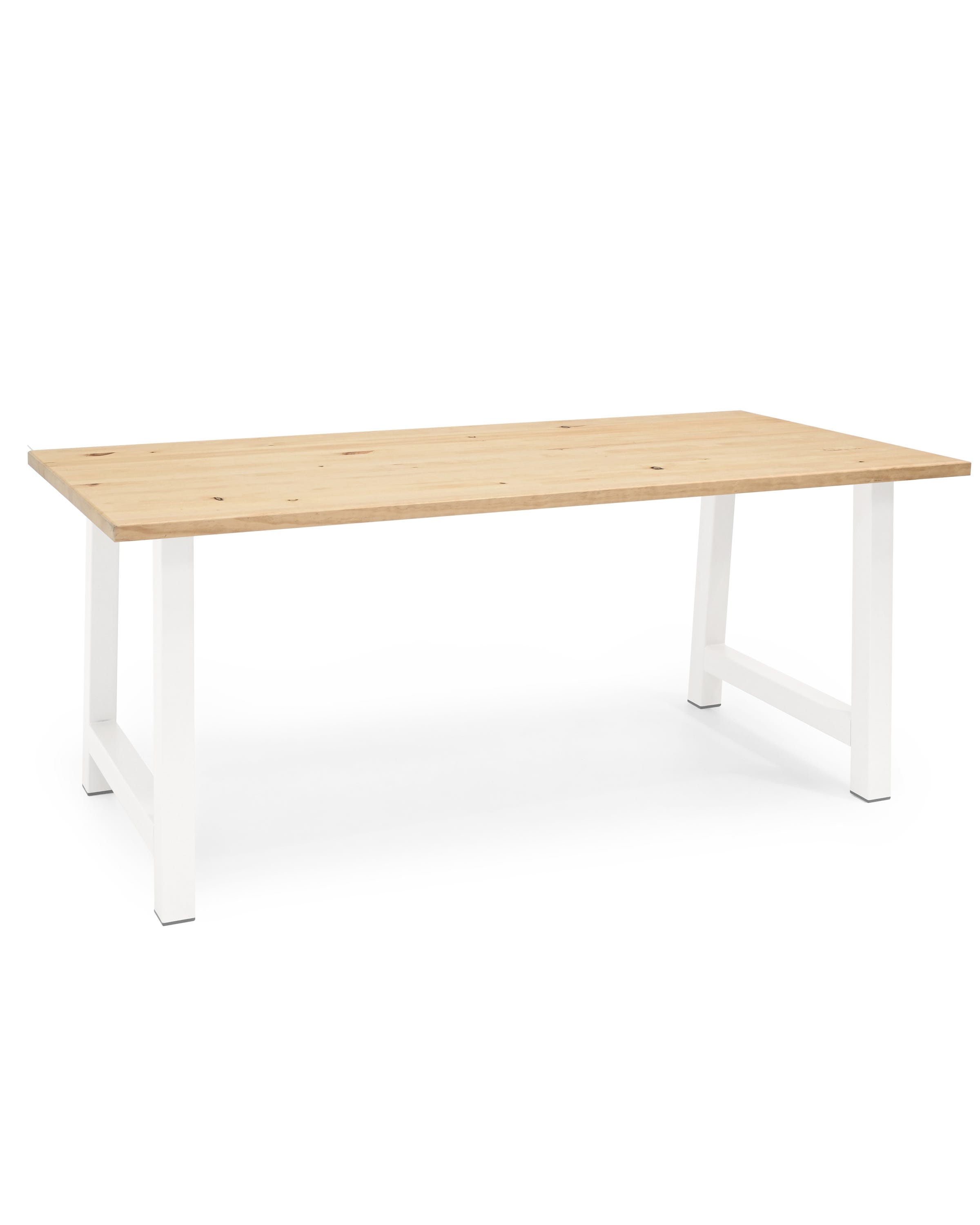 Mesa comedor madera moldeada con patas de hierro blancas - Naturshome