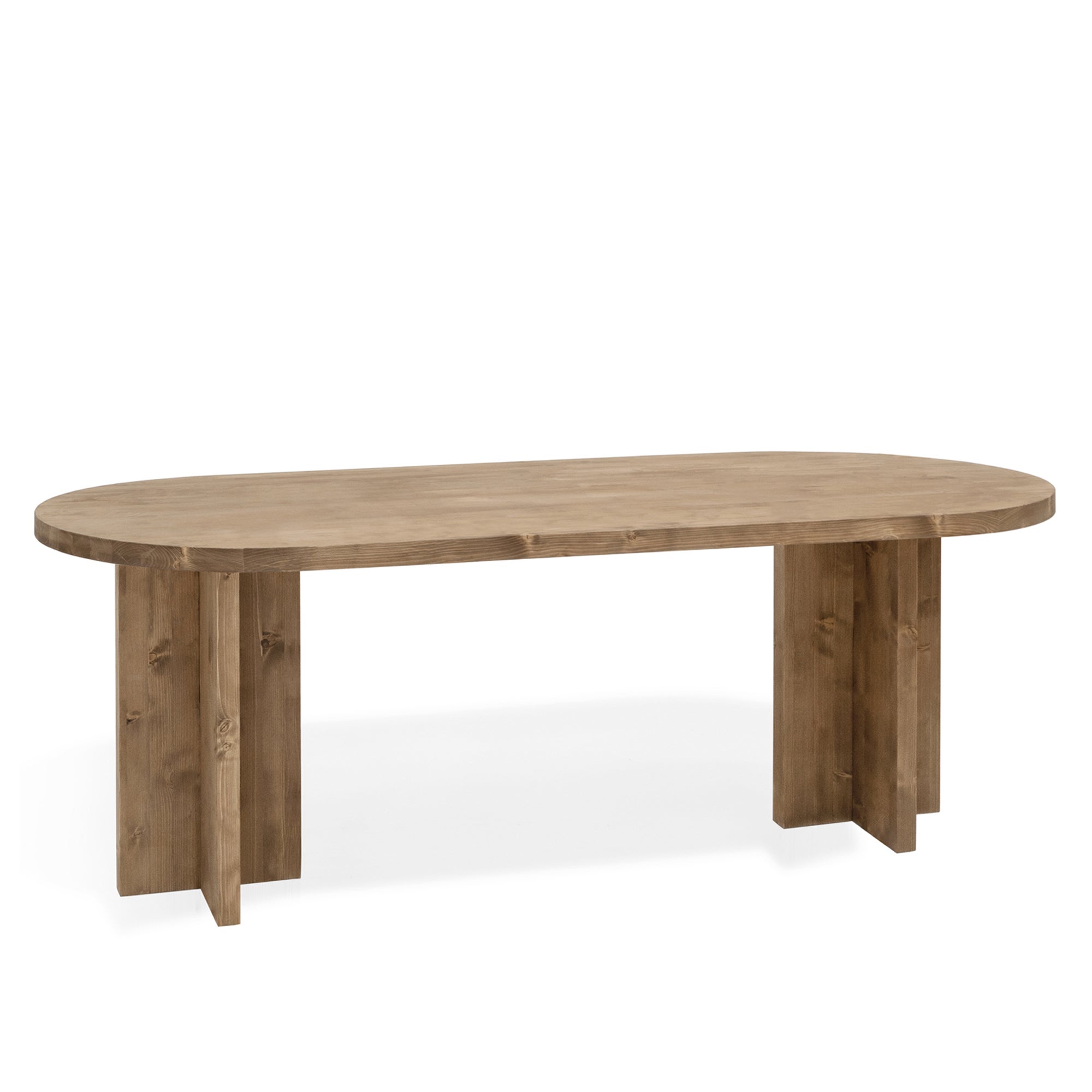 Table à manger ovale en bois massif ton chêne foncé 180x80cm