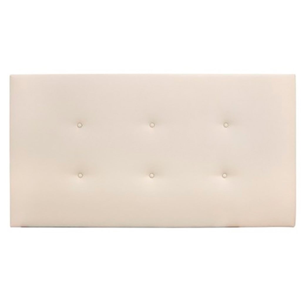 Cabecero tapizado de polipiel con botones en color beige de 180x80cm