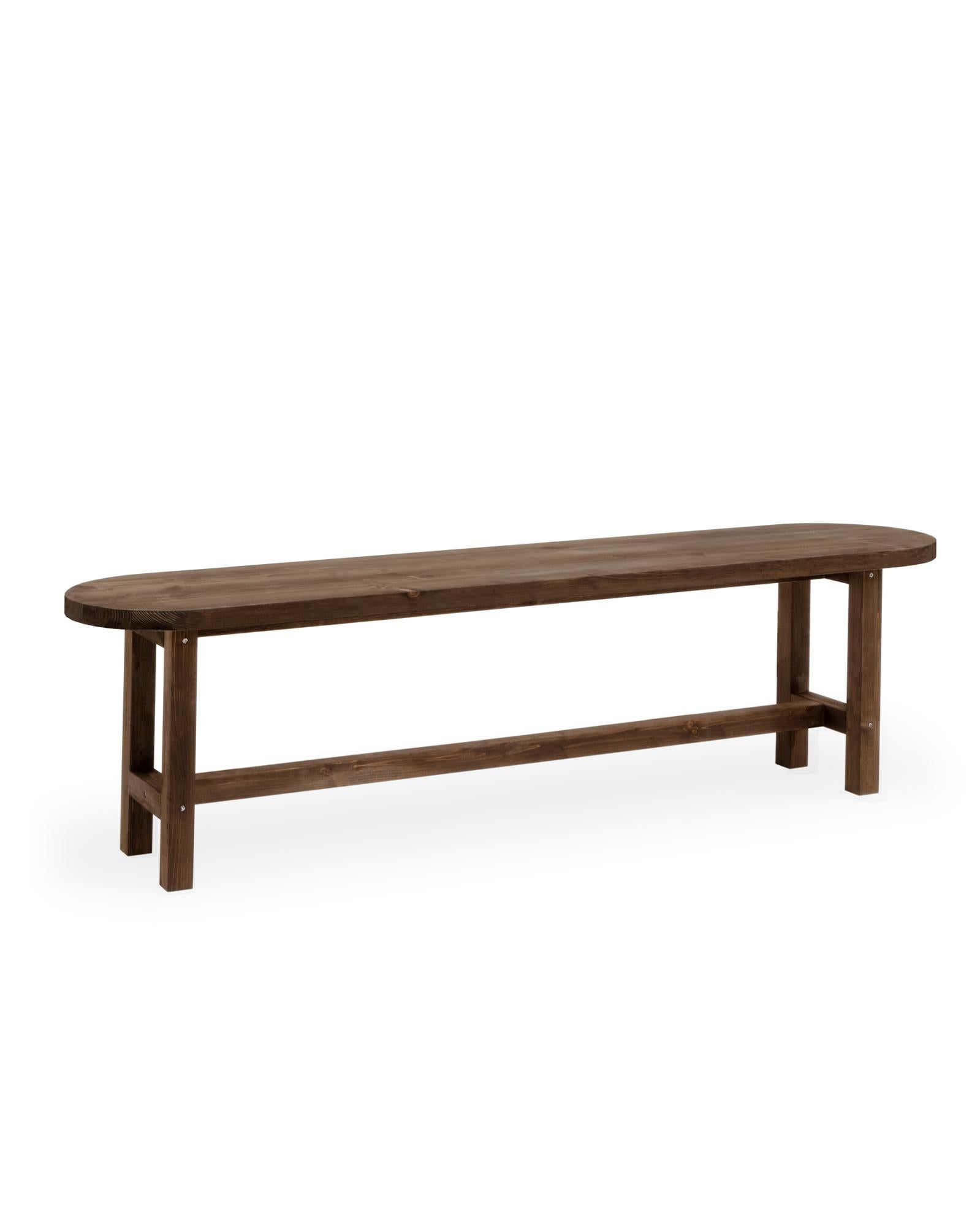 Banco de madera de abeto ovalado Decowood para interiores en color roble oscuro de 140x45cm - TOKYO Banco de madera de abeto ovalado Decowood para interiores en color roble oscuro de 140x45cm - TOKYO
