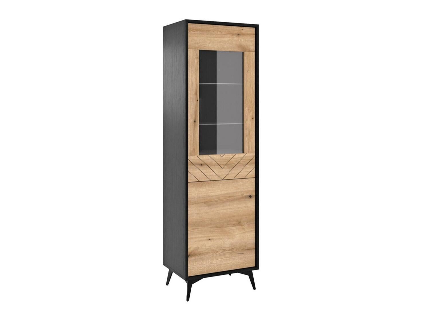 Vetrina FARRA 4 Porte In Rovere Dab Canyon Con Luci LED - 120x195x47 Cm - 4