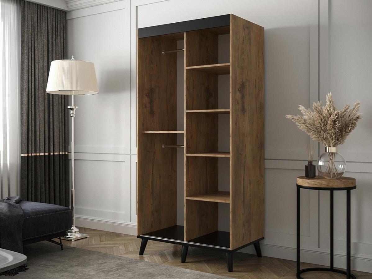Armoire Hartford 293, Châtaigne, Noir mat, 208x100x62cm, Wardrobe doors