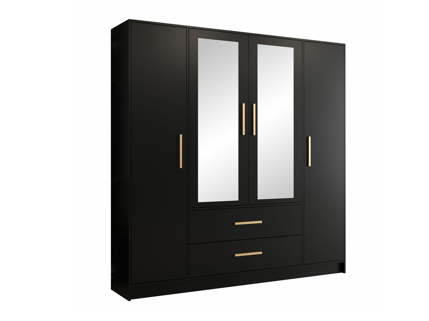 Armario hartford 374, oro, negro, 202x201x40cm, puertas de armario: con bisagras, número de estantes: 8.00