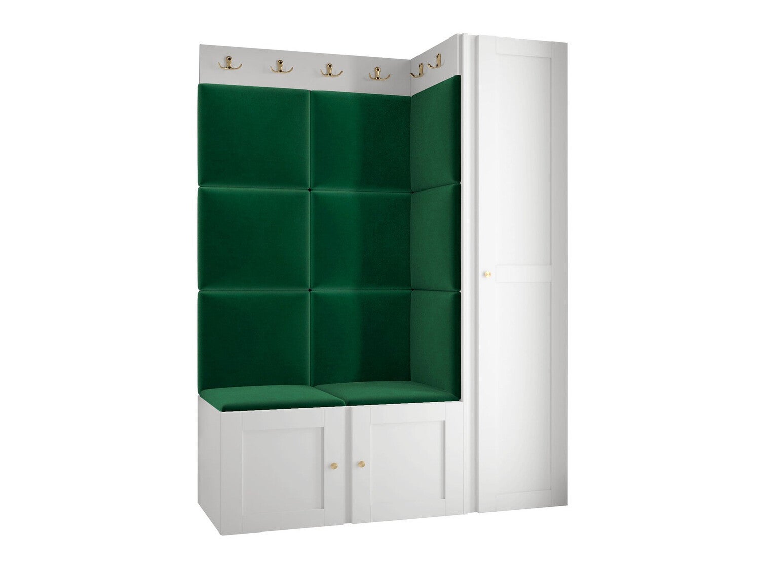 Set mobili da ingresso Hartford 377, 186x124x46cm, Verde, Bianco ...