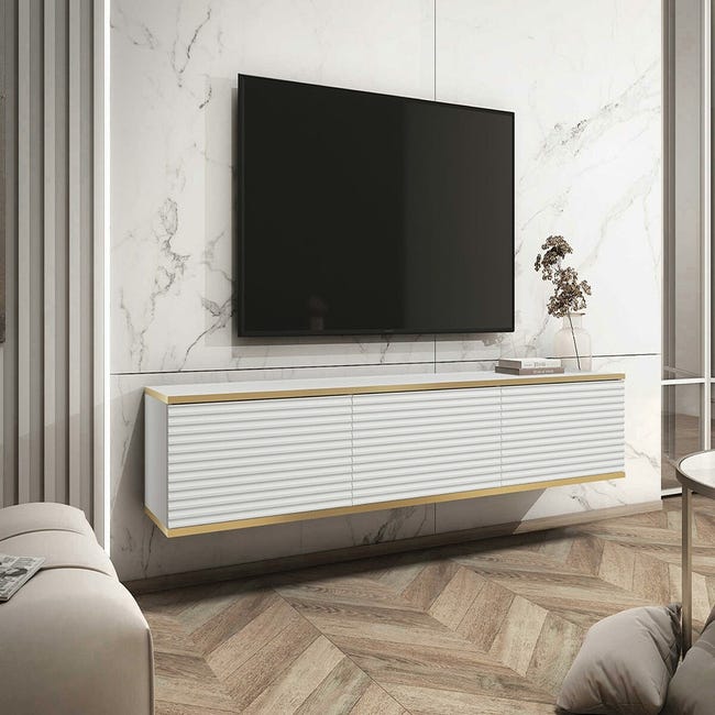 Parete attrezzata Dagnell, Set da soggiorno modulare ad angolo, Mobile  salotto porta TV multiposizione, 201x41h180 cm, Bianco e Rovere