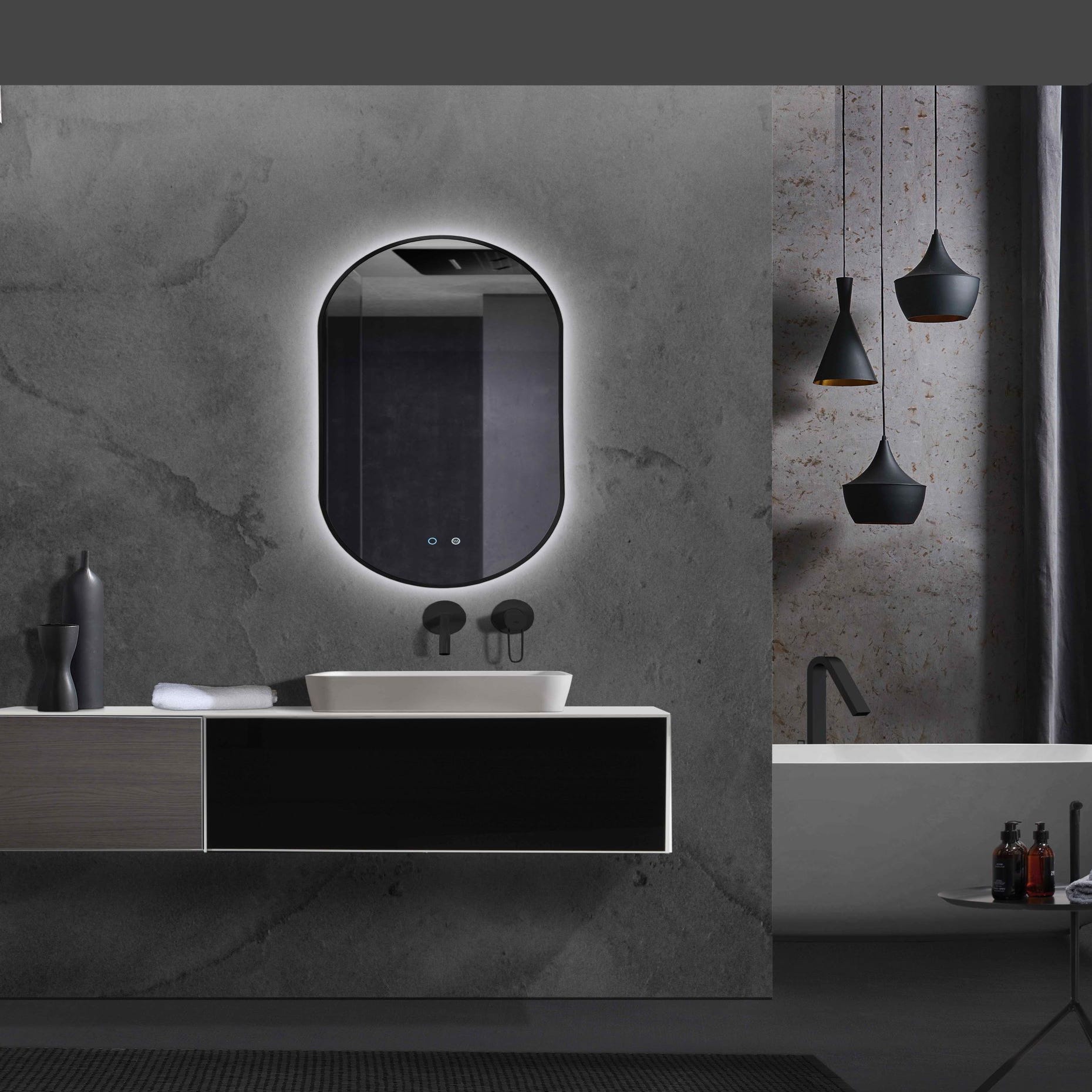 Espejo de baño con LED ESTANY negro – Entorno Baño