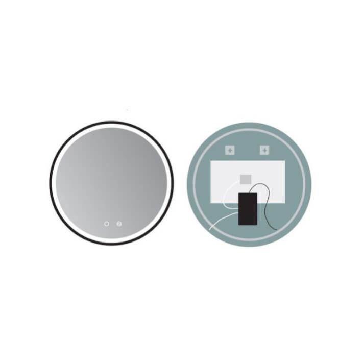 Miroir LED Rond 70 Cm Avec Cadre Aluminium Noir – Éclairage Frontal Dimmable 6000K, Anti-buée – Idéal Salle De Bain - 9