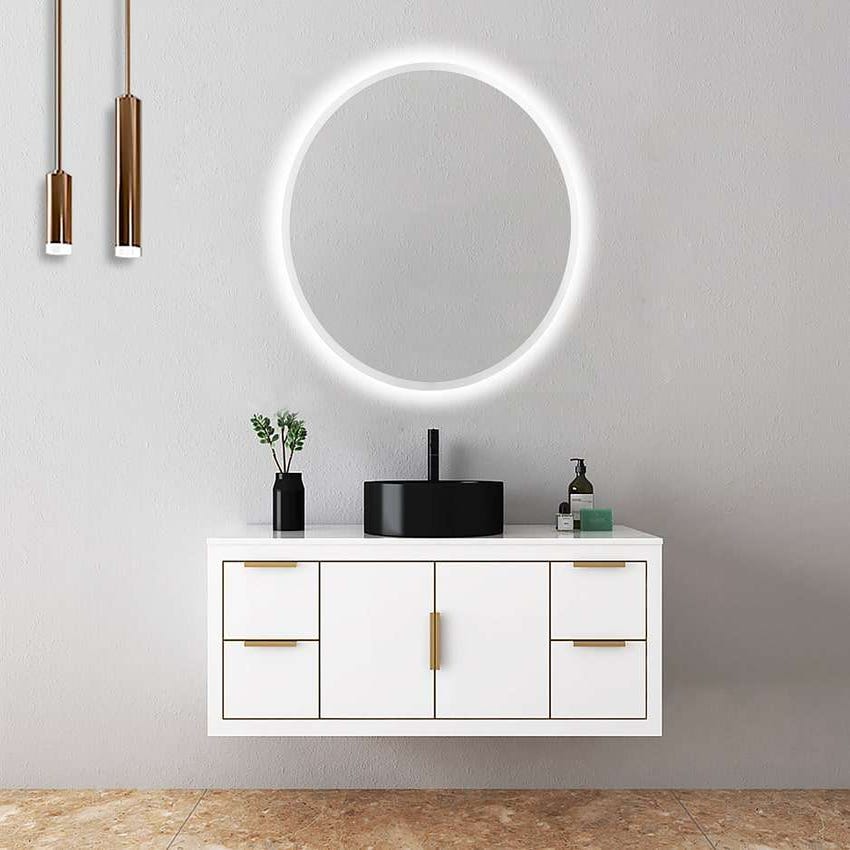  Bathroom mirror Espejo redondo retroiluminado con luz LED, espejo  redondo montado en la pared inteligente con lámpara espejo 50 * 50/60 *  60/27.6 * 27.6 in luz bicolor espejo antivaho de