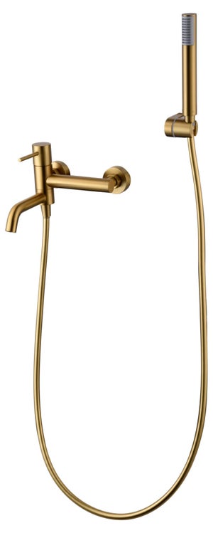 Grifo loop monomando caño con embellecedor rectangular oro