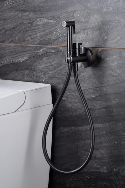 Comprar Grifo de bidet empotrado redondo negro mate - Agua caliente y fría  online