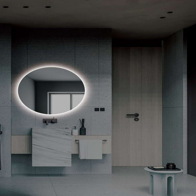 Espejo de baño Led cuadrado - medida 100 x 80 cm - Retroluminación por LED  con IRC >80 – Sensor antivaho – Sensor on/off - Luz fria – Modelo ITALIA
