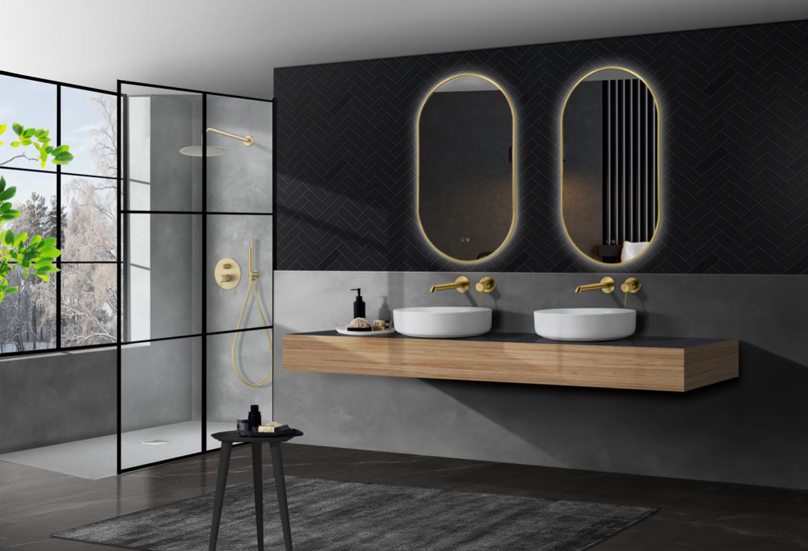 Miroir LED pour salle de bain, dressing, maquillage avec cadre Or