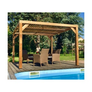 Gazebo in Legno 3.6x3 da Giardino Pergola Copertura Pvc Grigliato Carport  Auto